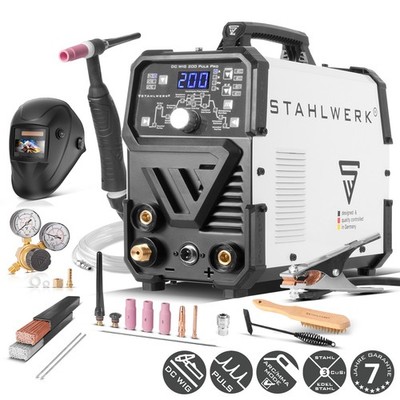 STAHLWERK Schweißgerät 2-in-1 Kombi DC WIG 200 Puls Pro   ARC/MMA/E-Hand, IGBT