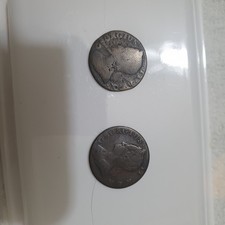 A pair of King George II British Halfpenny Coins(1740 and 17??)