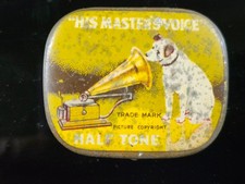 Vintage His Masters Voice gramophone needle tin with needles