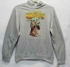 Disney Star Wars Sweatshirt Hoodie Gray Mandalorian Baby Yoda Medium