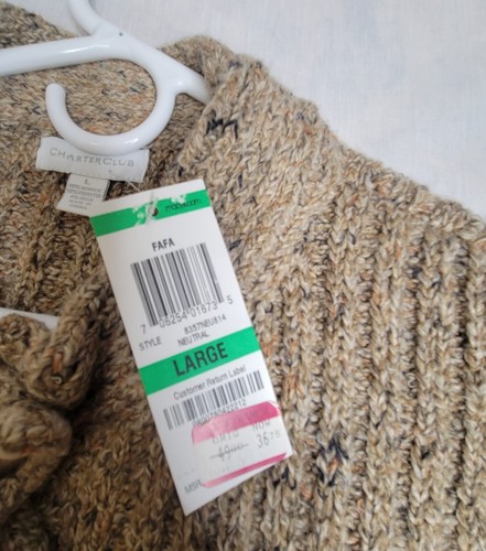 Charter Club Neutral Button -Up Sweater Cardigan L 4% Wool Women New With Tags - Picture 7 of 9