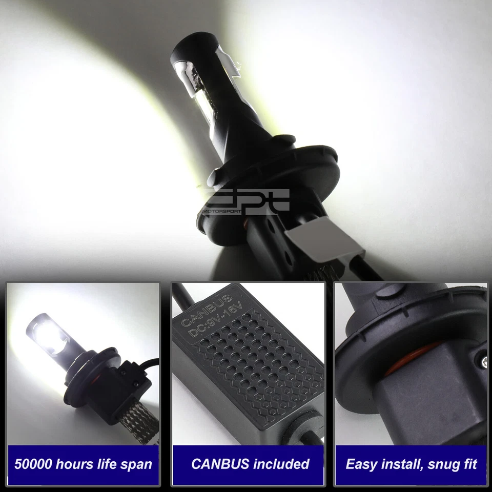 6000K WHITE LED LIGHTING SYSTEM HIGH/LOW BEAM HEADLIGHT/HEADLAMP BULBS PAIR - Image 4 of 4