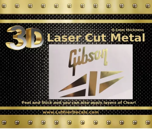 Gibson Guitar Decal 3d metal Headstock Restoration Sticker Logo m5