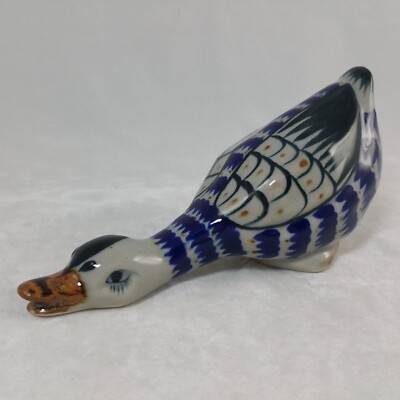 Erandi Tonala Mexico Pottery Duck Figurine Hand Painted Head Down