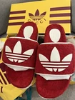 Sandales coulissantes logo Gucci x Adidas GG Supreme neuves rouge blanc taille UK 10 / US 10,5