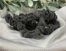 Gray Handmade Crochet Scrunchie Using Acrylic Yarn