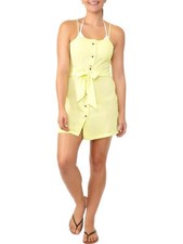 MIKEN SWIM Green Button Front Closure Tie Adjustable Swimsuit Cover up, Small