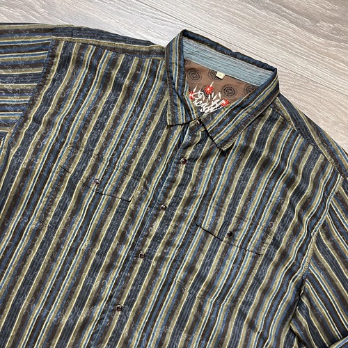 Scully Floral Striped Button Pearl Snap Shirt Western Rodeo Flip Cuff Mens 2XL - Picture 6 of 14