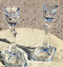 Crystal Tulip Candle Holders Set of 2 Candlesticks Toscany Classics 24% Lead 8”