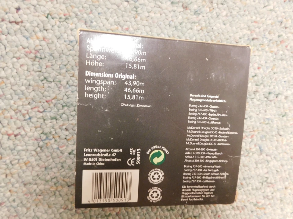 Комплект Herpa 1/500 No 500913 Airbus A310-300 Hapag Lloyd - Изображение 3 из 3