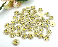 10 Knöpfe 15mm rund Margeriten Blumen Knopf Kinder Vintage Kinderknöpfe Blume