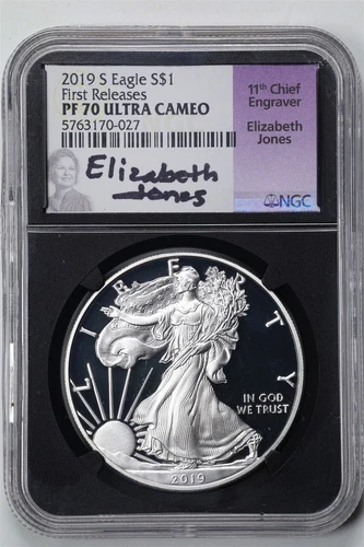 2019-S 1oz Proof Silver American Eagle PF70UCAM NGC 5763170-027 Jones Signed