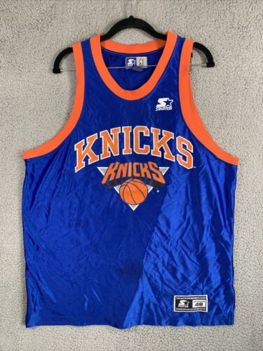 Vintage Starter New York Knicks Jersey Size 48 Satin  Blank Team Blue Authentic - Picture 1 of 15