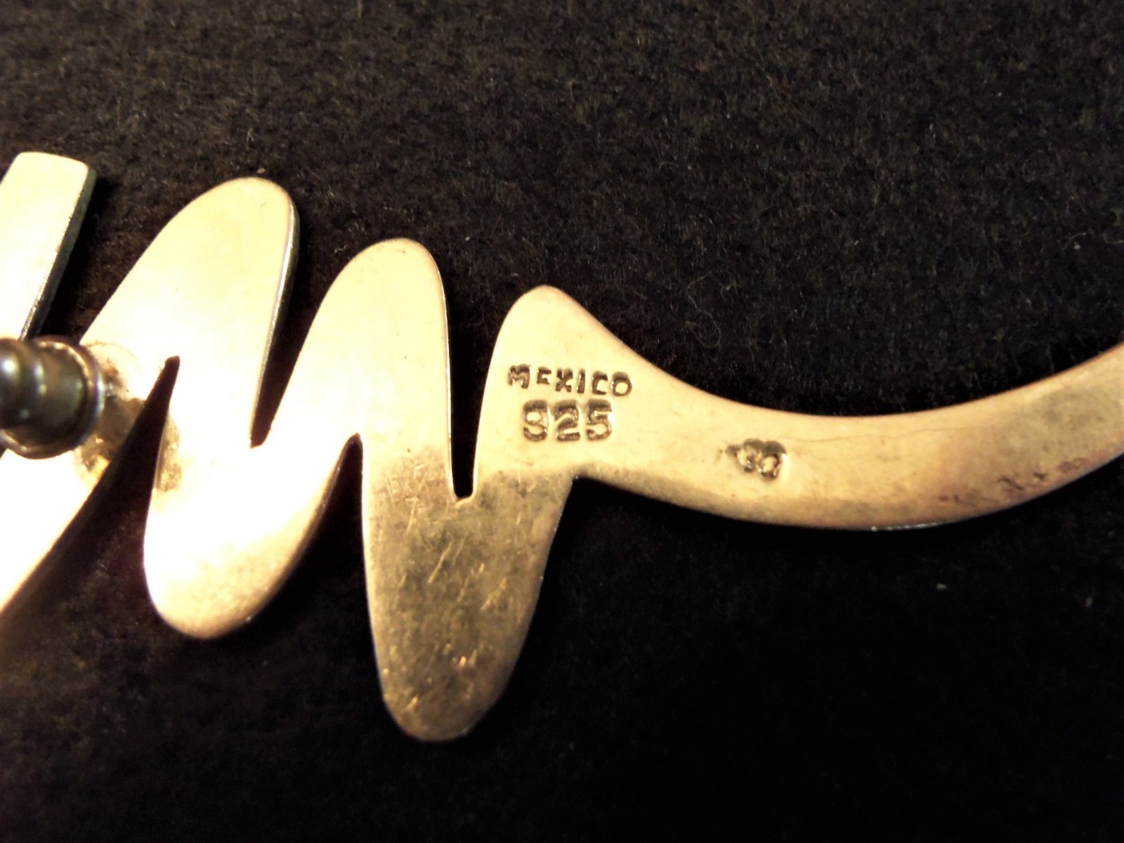 LARGE 2.5" SOLID 925 STERLING MODERNIST "SQUIGGLE… - image 4