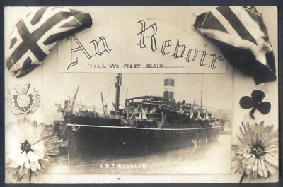 HM Truppenschiff NEVRALIEN. ''Bis wir uns wiedersehen''. Alte Echtfoto Postkarte 1924