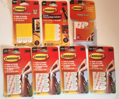 3M Command Picture/Poster Hanging Strips Interlocking Pairs Medium Small 7 pks