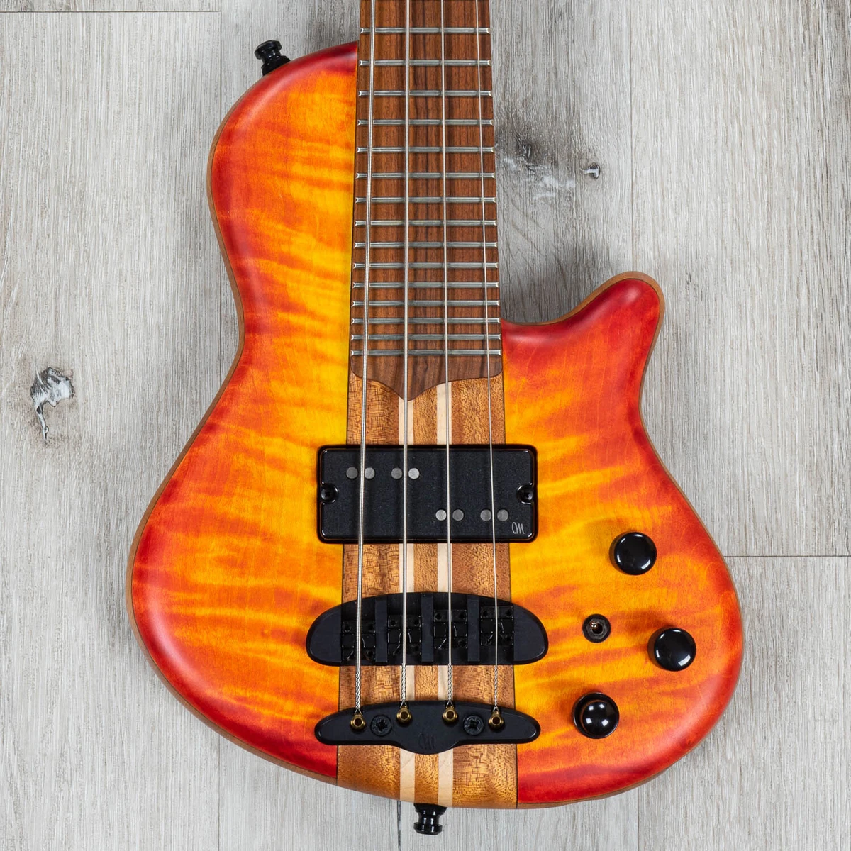 Mayones Cali 4 Short Scale Bass Pau Ferro Board Custom Trans Cherry Burst Matt
