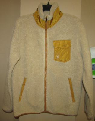Spyder Tan Sherpa High Pile Full Zip Polyester Jacket Men's Size