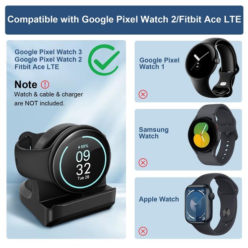 Support en Silicone Compatible avec Chargeur Google Pixel Watch 3/Pixel Watch... - Photo 2 sur 7