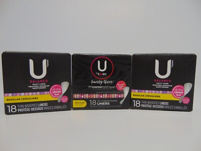 U by Kotex Balance Liners ~ Regular Daily ~ 54 Total Liners (18 x 3 Boxes) ~ NEW