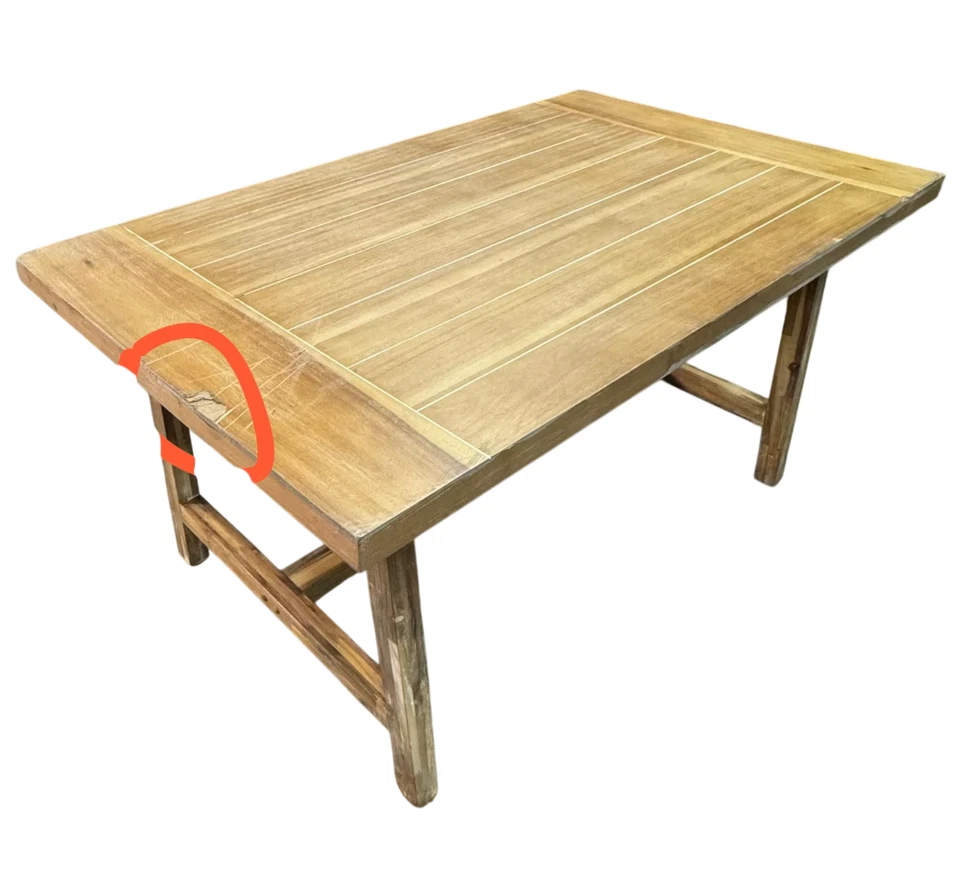 Mesa de comedor de madera con caballete de granja Wheaton 60 Foto 3 de 4