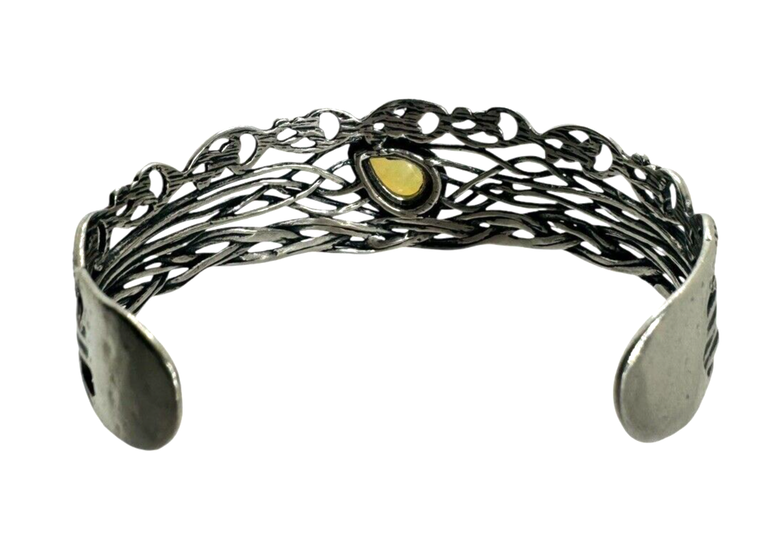 Or Paz Sterling Silver Pear Shaped Ethiopian Opal Cuff  display picture 3