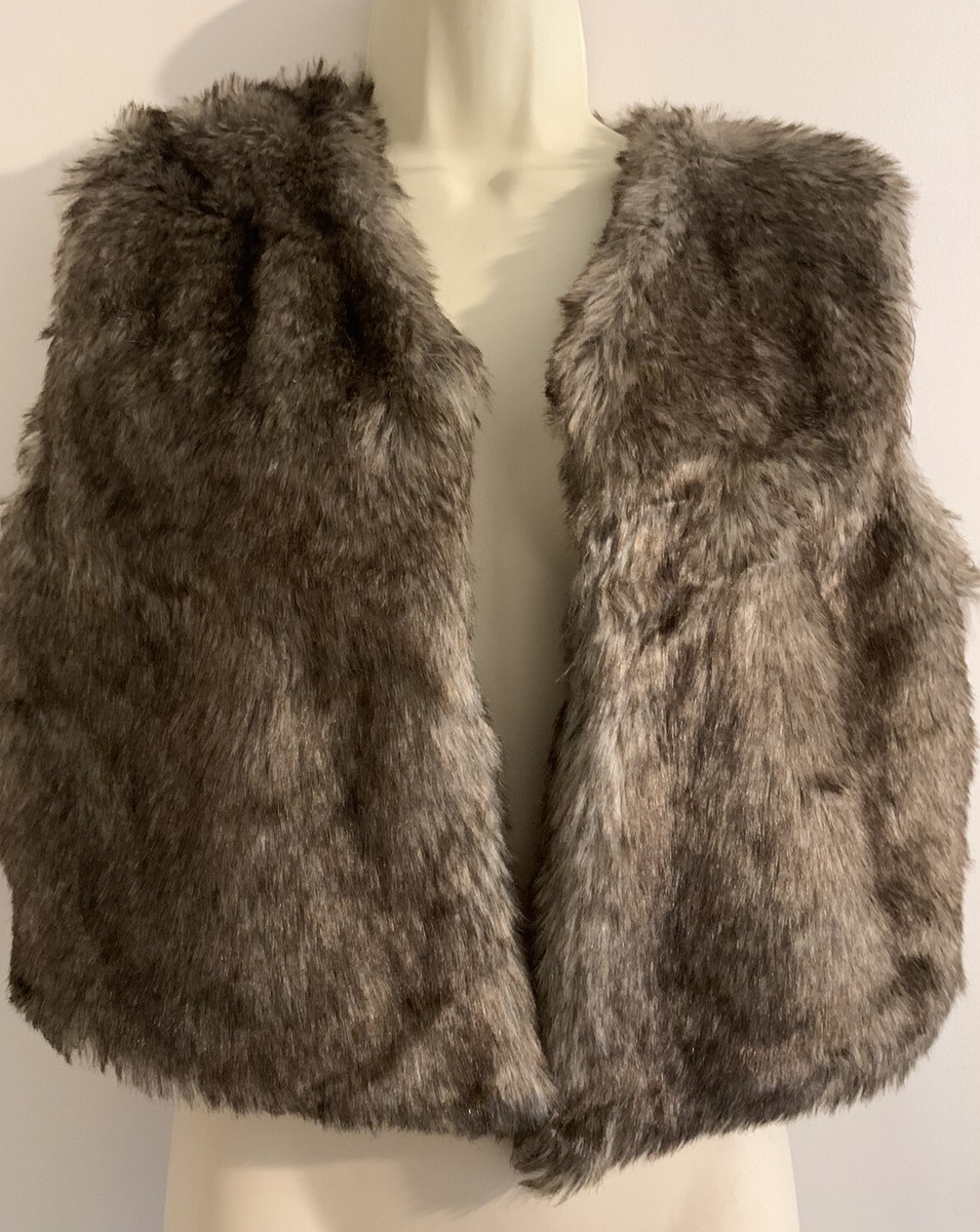 Cute Lanshifei Grey faux fur gilet crop waistcoat XXXL