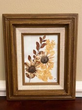 Vintage Framed Pressed Flowers Art