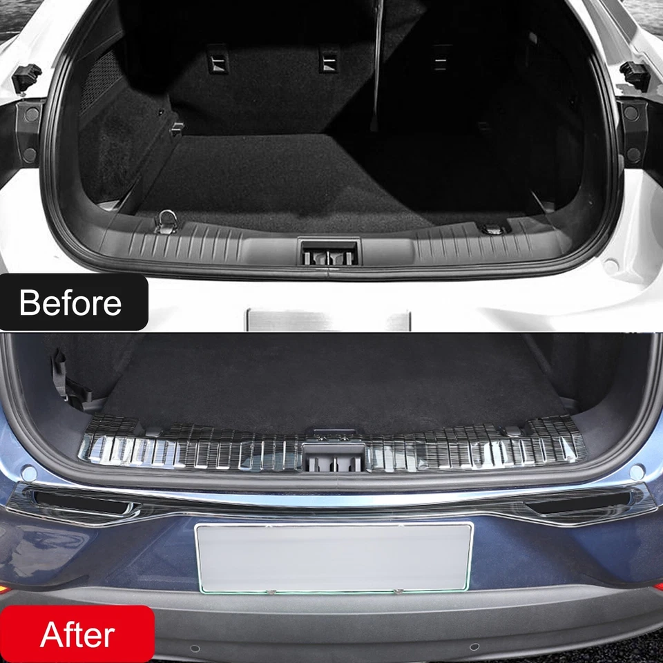 Protector de parachoques trasero interior y exterior negro para Ford Mustang Mach-E 2021-2024 Foto 3 de 4