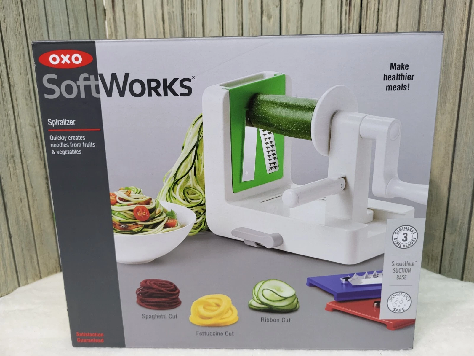 OXO Softworks Tabletop Spiralizer with 3 Blades & Removable Blade Box