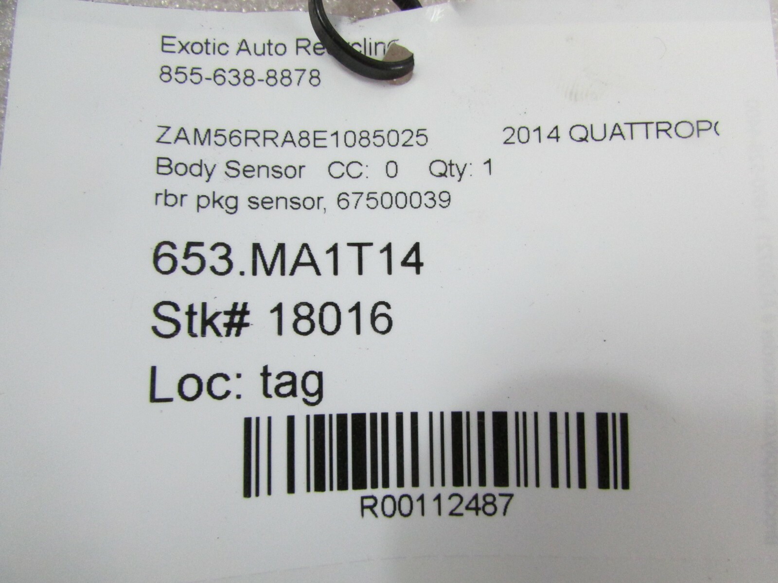 Maserati Quattroporte, Parking Sensor Used, P/N 67500039