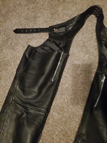 XELEMENT COMPANY Genuine HD Leather Chaps Zipper & Snaps Size 36 - Picture 3 of 4