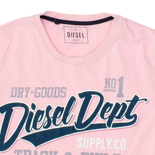 Diesel Womens Pink Tshirt | Crew Neck Casual Designer Streetwear VTG - Picture 3 of 3