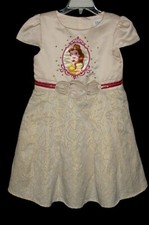 EEUC Disney Store PRINCESS BELLE Champagne Embroidered Roses Dress Sz 5/6 VHTF