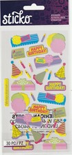 Sticko Classic stickers Happy BIRTHDAY BASH theme 48738 FAST FREE ship