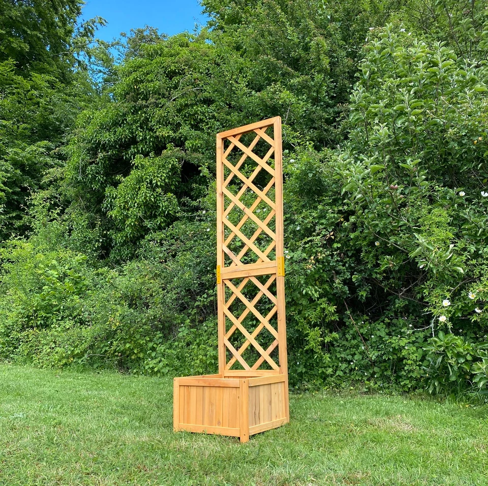 GARDEN SELECTIONS Wooden Trellis Planter Garden Climbing Plant Support Flowerpot Box
