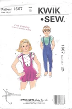 Uncut Kwik Sew Sewing Pattern 1667 Girls' Unitard Leotard and Top Size: 4-5-6-7