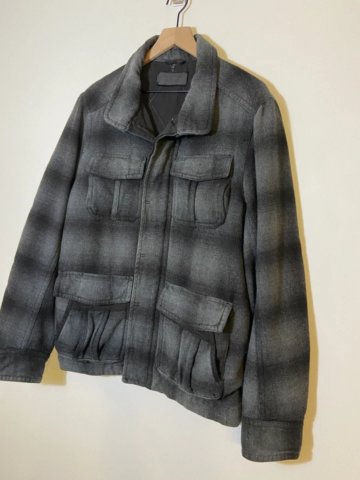 ROGUE STATE Brand Heavy Wool Jacket Coat Plaid Flannel Black Grey Sz M - Image 3 of 4