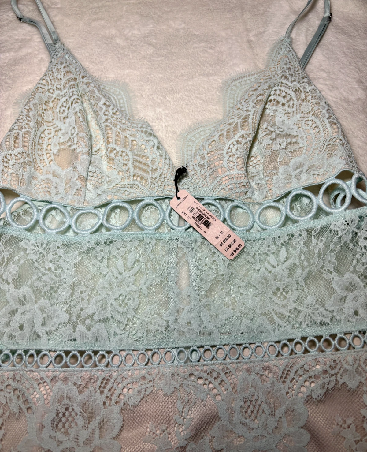 UNDERCOVER Abito Victoria Secrets Dream Angels floreale pizzo e anello slip taglia M blu acqua rosa