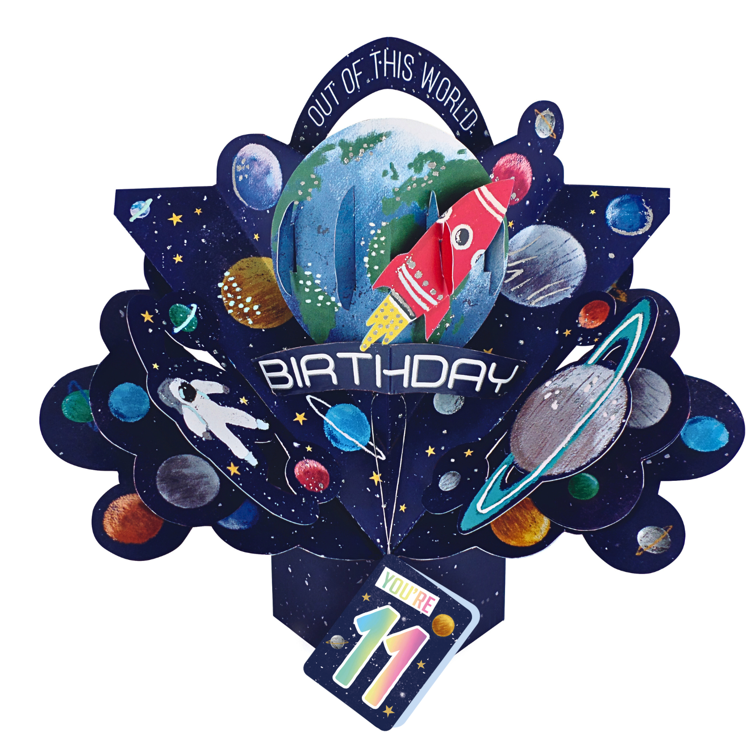 You're 11 Space Rocket 11th Birthday Pop Up Greeting Card 3D Pop-Up Cards