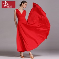 Summer Women V-Neck Modern Dance Dress Ballroom Sleeveless Dance Dress