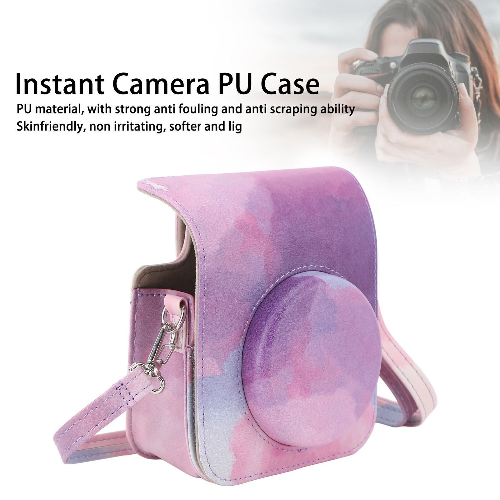 Mini Instant Camera Protective Bag PU Camera Case With Adjustable Shoulder Strap-image