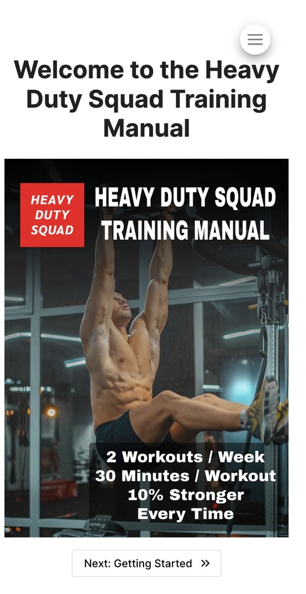 Heavy Duty Squad Training Manual inspired by Mike Mentzer and