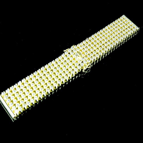 MENS GOLD TONE 6 ROW SIMULATE DIAMOND WHITE/GOLD/BLACK/ROSE GOLD WATCH BAND 24MM - Picture 12 of 15