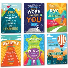 6 Pack Educational Motivational Posters Charts 12 x 16
