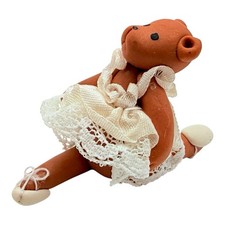 Dollhouse Miniature Hand Sculpted Teddy Bear Ballerina Polymer Clay RARE