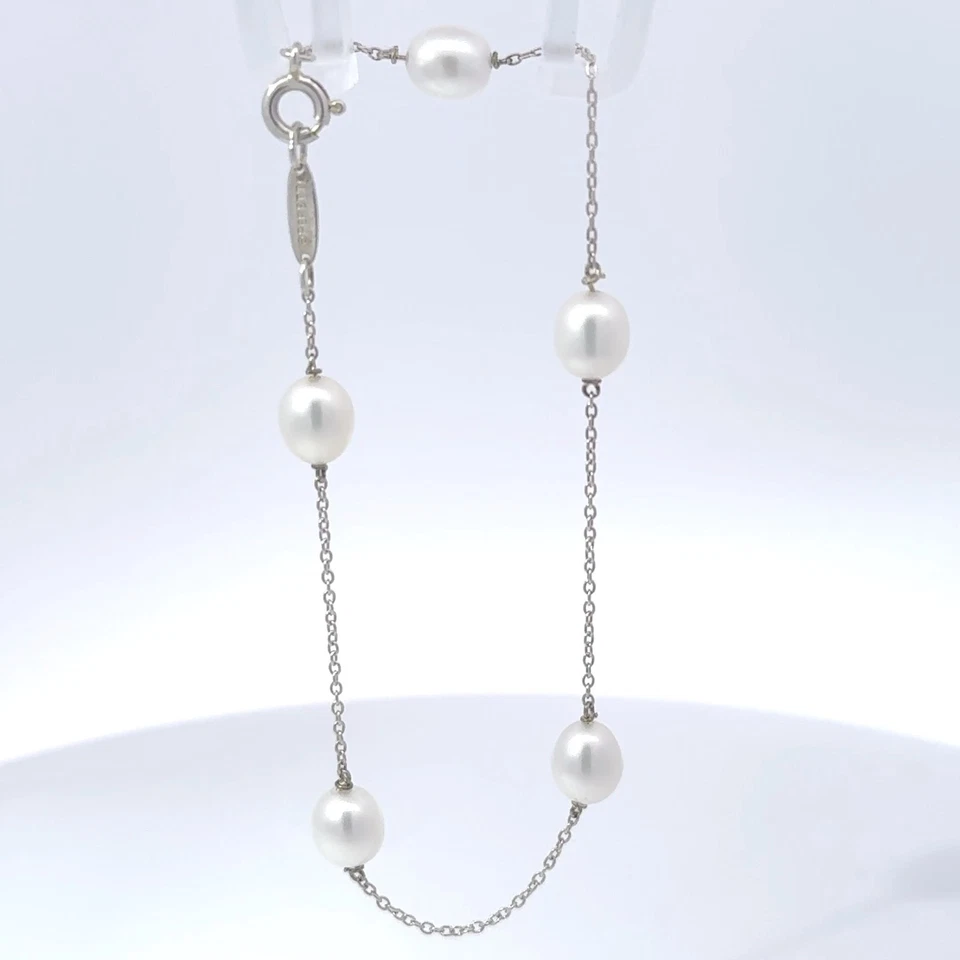 Pulsera Tiffany & Co. de plata de ley 925 perlas de Elsa Peretti por yarda de 8" Foto 2 de 4