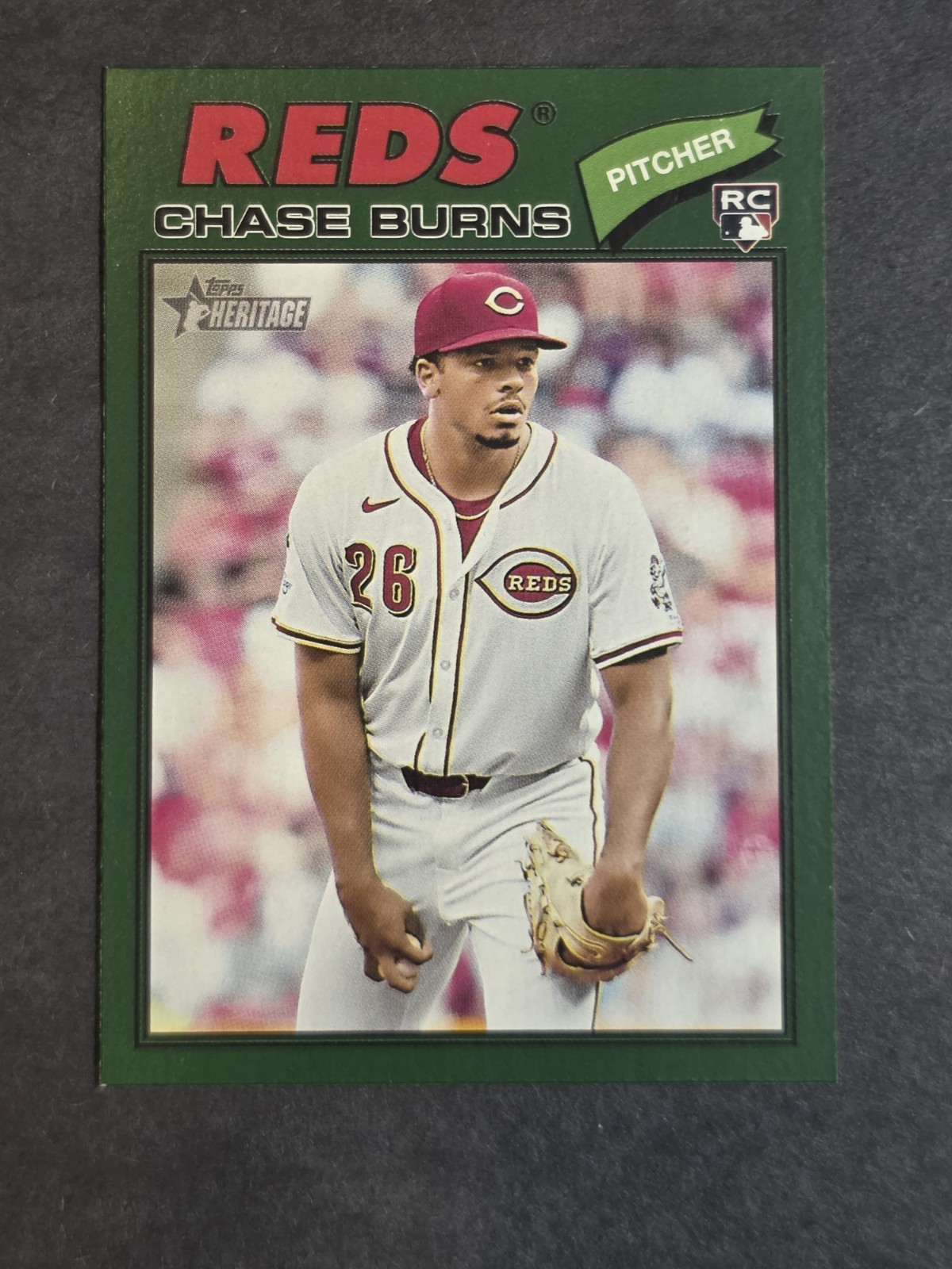 2026 Topps Heritage Chase Burns Dark Green Rookie RC Cincinati Reds # 212