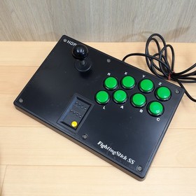 Sega Saturn Console with HORI Fighting Stick 2 controllers & 4 games Japan Gray