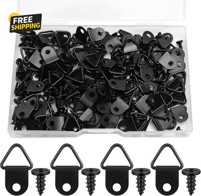 100 Pcs D Ring Picture Hangers,Small Triangle Ring with 100Pcs 8Mm Screws